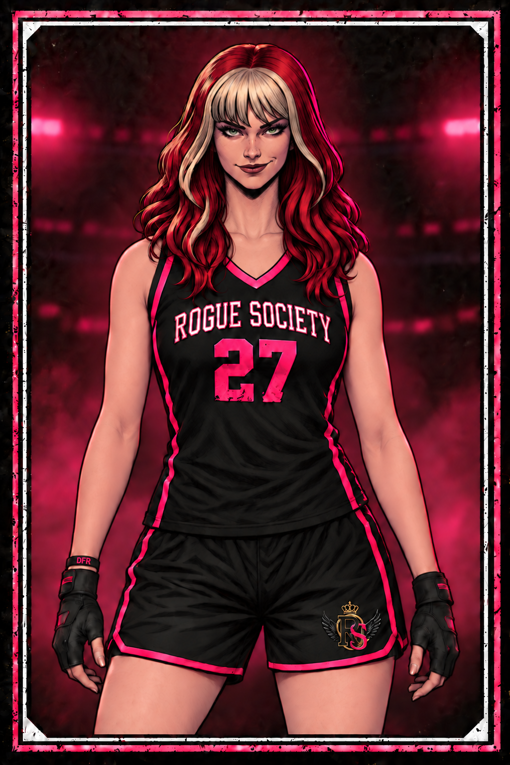 Roxy, No. 27 of Rogue Society, in her team jersey