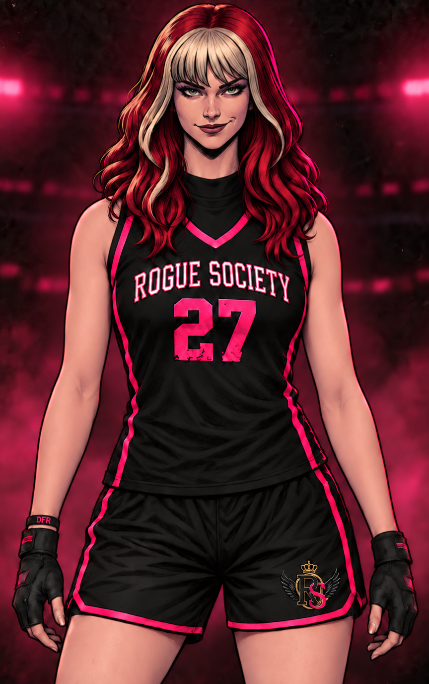 Roxy, No. 27 of Rogue Society, in her team jersey