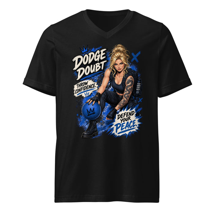 "Dodge Doubt" V-Neck T-Shirt by Doll Faced Rebellion
